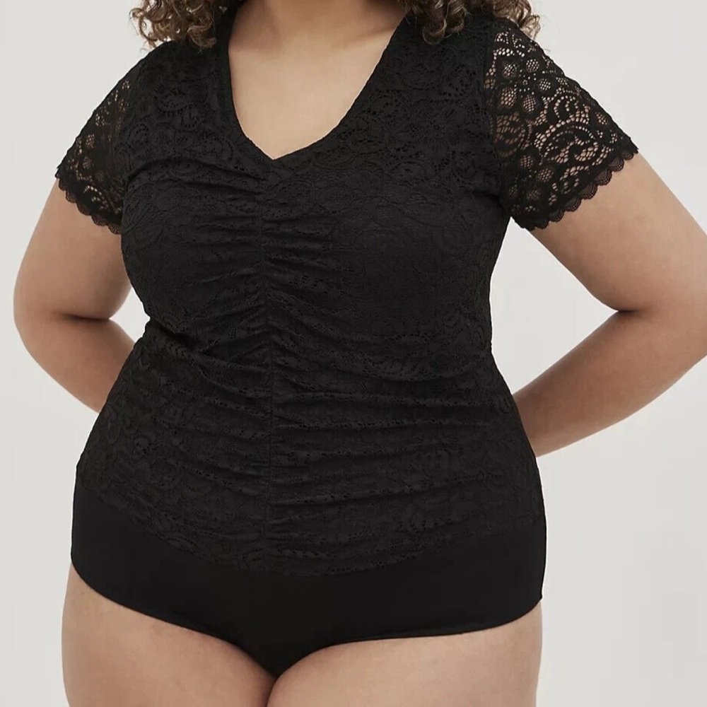 Torrid Goth Whimsigoth Dark Fairy Grunge Vamp Witchy Lace Bodysuit Black 0 L 12